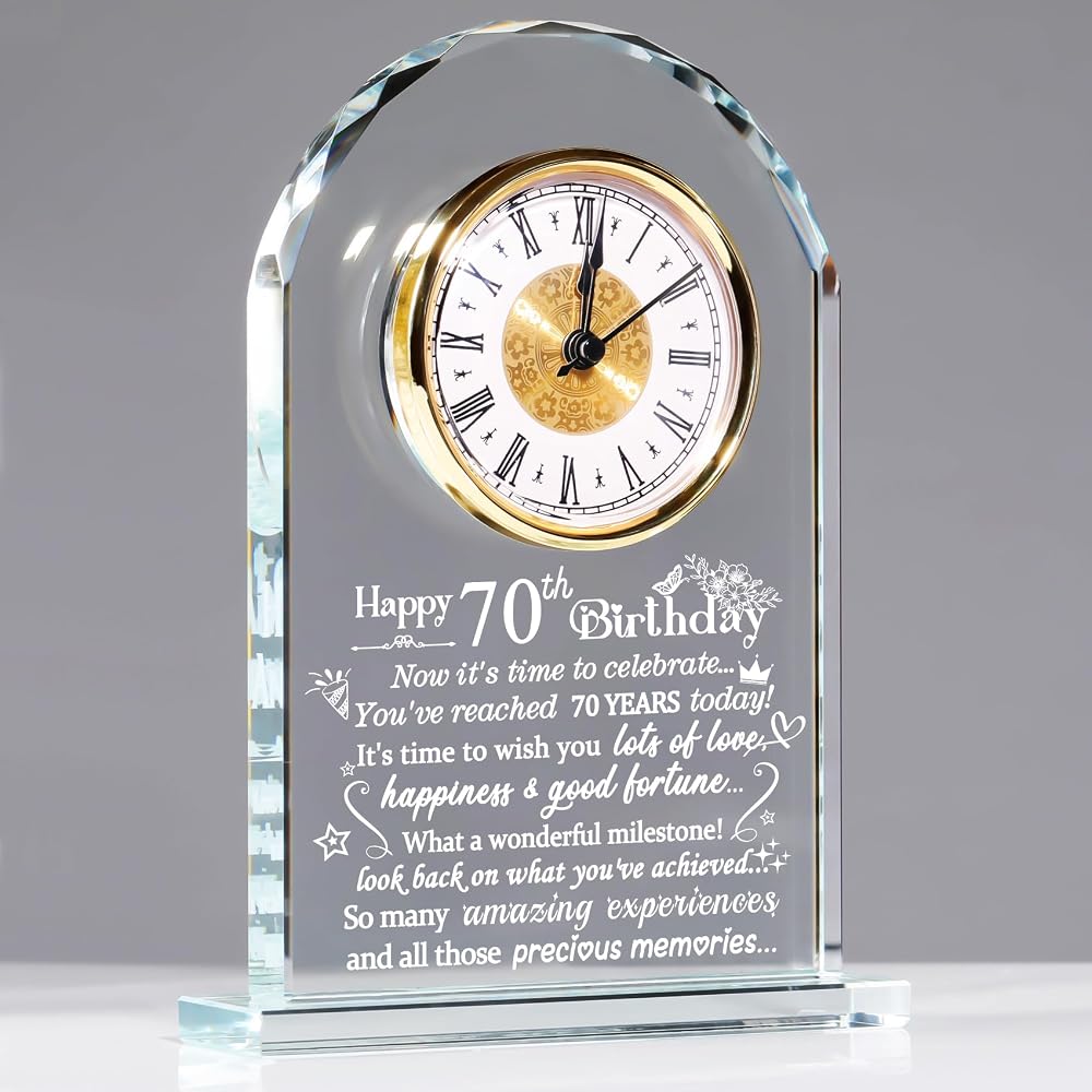 Ornalrist 70th Birthday Quartz Clock Keepsake Gift For Friends Family