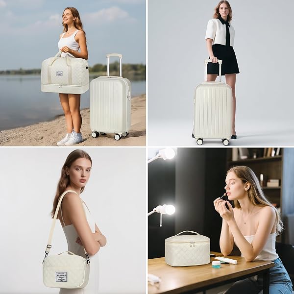 YORIGE LUGGAGE SETS FOR WOMEN MEN 4 PIECE – CARRY ON HARDSIDE SUITCASE 20INCH WITH USB PORT, 360° SPINNER WHEELS, DUFFEL BAG, CUP HOLDER, LIGHTWEIGHT LUGGAGE SET FOR TRAVEL VACATION