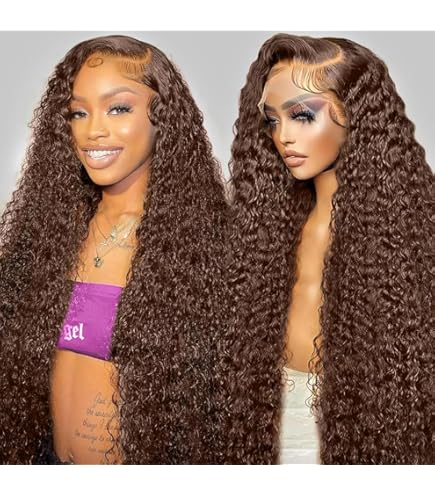 Amazon.com : BJVT 30 Inch Chocolate Brown Deep Wave Lace Front
