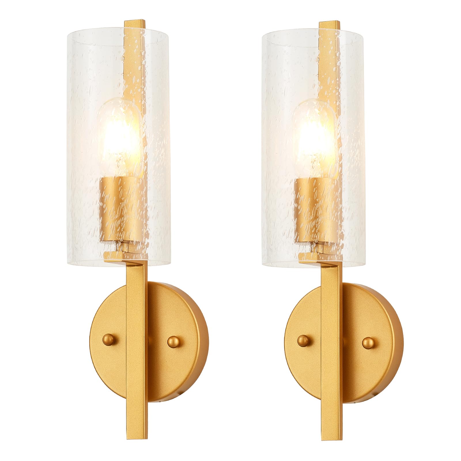 Photo 1 of VANZARLA Modern Glass Wall Sconces Set of 2, Gold Wall Sconces for Bedroom, Industrial Sconce Wall Lighting for Entryway Bathroom Living Room Stairway