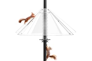 ONLYFLY Squirrel Baffle for Bird Feeder Pole - Bird Feeder Baffle with Steel Spring Motion for Better Defense, Polycarbonate Extra-Thick Squirrel Guard for Outside Pole Mount, 19 Inch, Metal Buckle