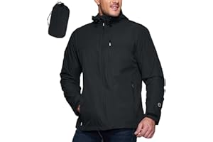 Outdoor Ventures Men's Packable Rain Jacket Waterproof Lightweight Raincoat with Hood Windproof Cycling Jackets