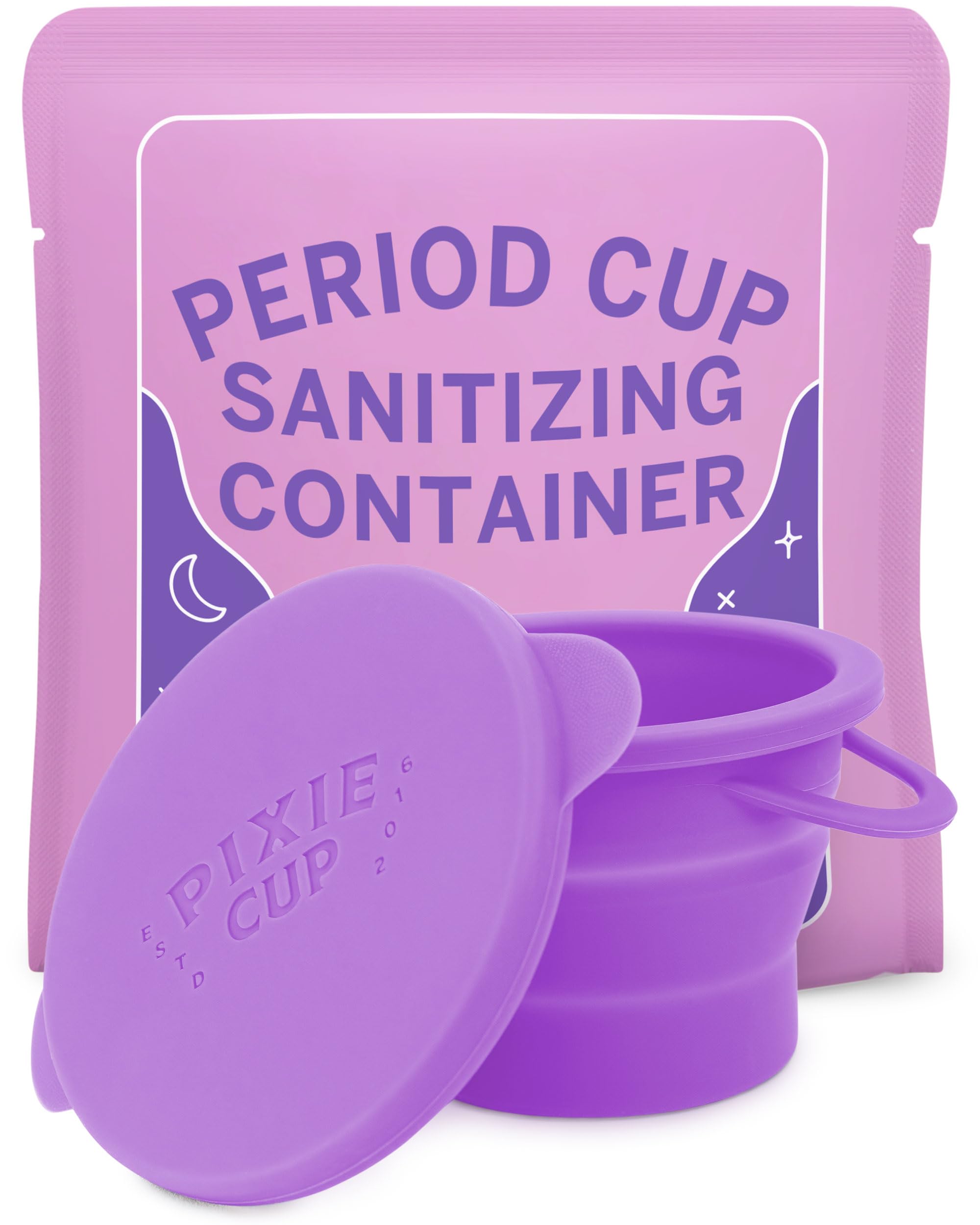 Pixie Menstrual Cup Compact Sterilizer - Good for Public Restrooms, Camping, or Dorms - Collapsible Cleaner Container for Your Menstrual Disc & Period Cup - Microwavable - Reusable - Case Holder