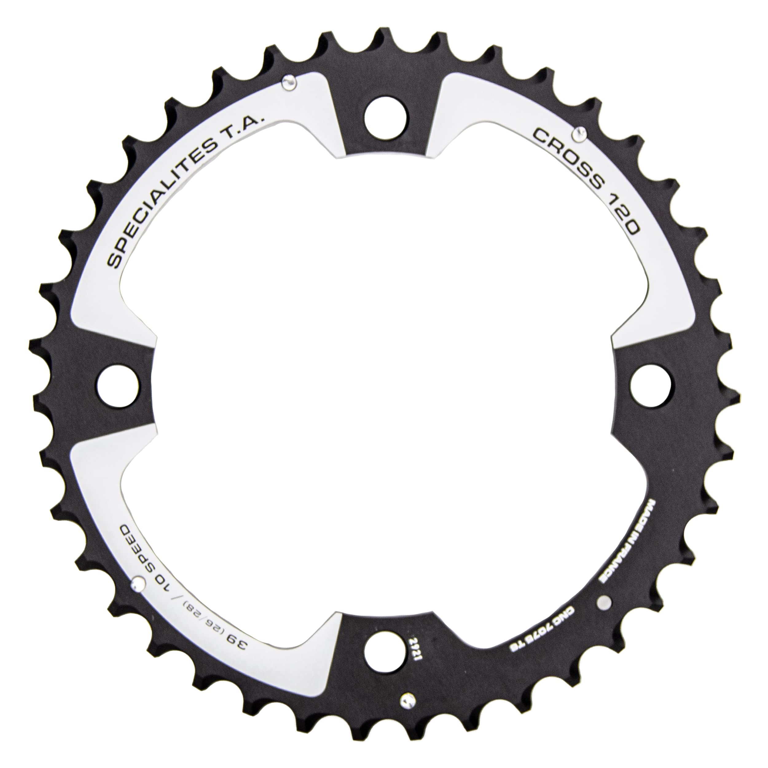 Spécialités TA Cross 4 Arm 10 Speed Chainring, Black, Outer (PCD 120mm), 39t