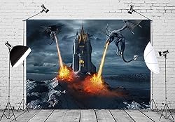 BELECO 10x8ft Fabric Gothic Castle and Dragons