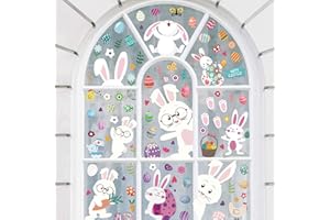 SBOQIXFM 9 Pieces of 126PCS Cute Resurrection Window Stickers, Colorful Eggs and Rabbit Window Stickers Resurrection Party Products (Style one)