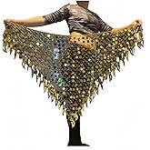 KWNMNDD Women Belly Dance Hip Scarf Sequins Mesh Triangle Wrap Skirt Waist Chain