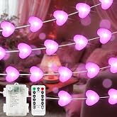 Pink Heart Fairy Lights Battery Operated 30 LED String lights Valentines | Remote Control, 8 Modes, Timer, Adjustable brightness, Waterproof Lights for Indoor Outdoor Classroom Christmas Decor