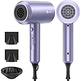 slopehill Professional Ionic Hair Dryer, Powerful 1800W Fast Drying Low Noise Blow Dryer with 2 Concentrator Nozzle 1 Diffuser Attachments for Home Salon Travel (Lavender)