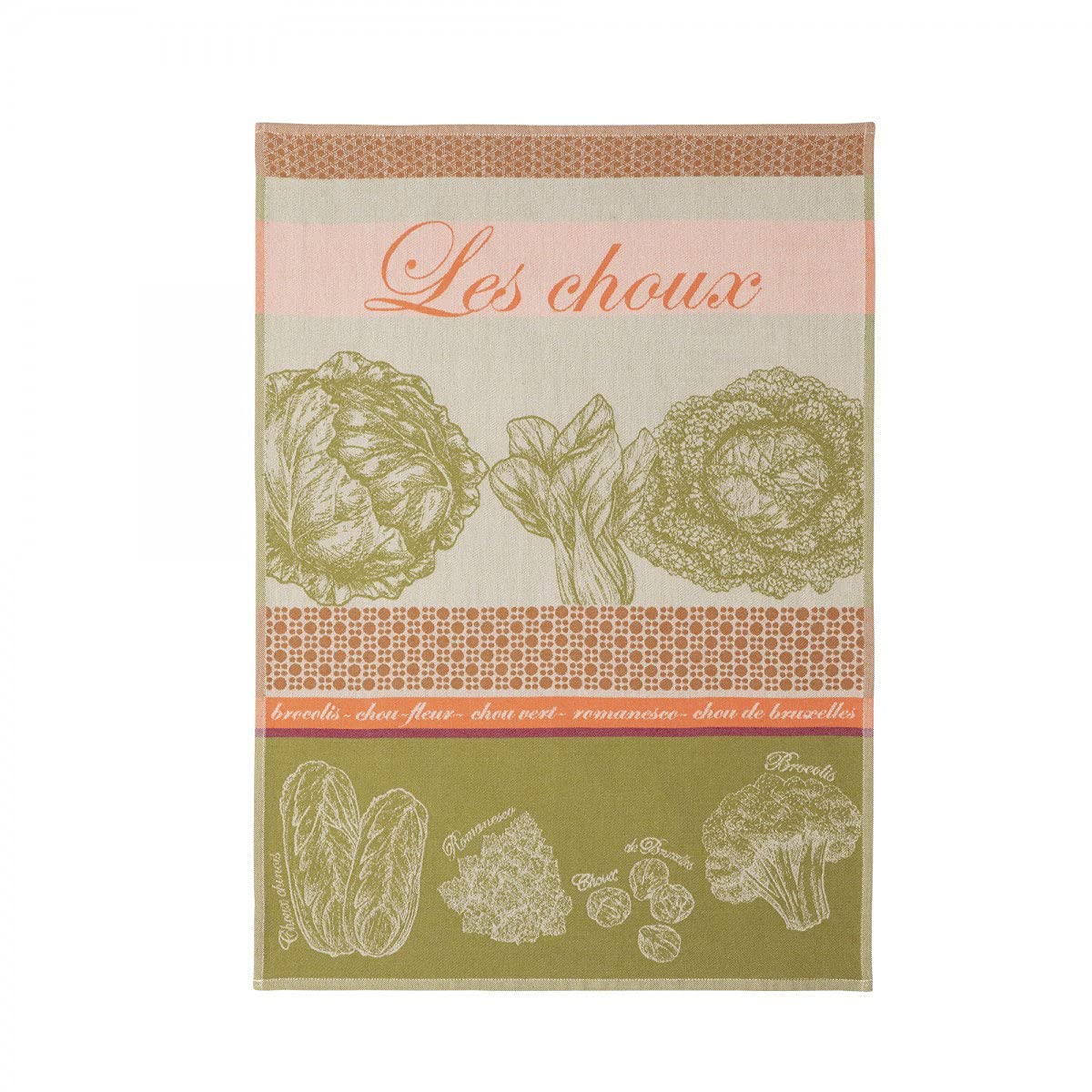 Coucke Cotton Jacquard Tea Towel, Vegetables, (Cabbage)