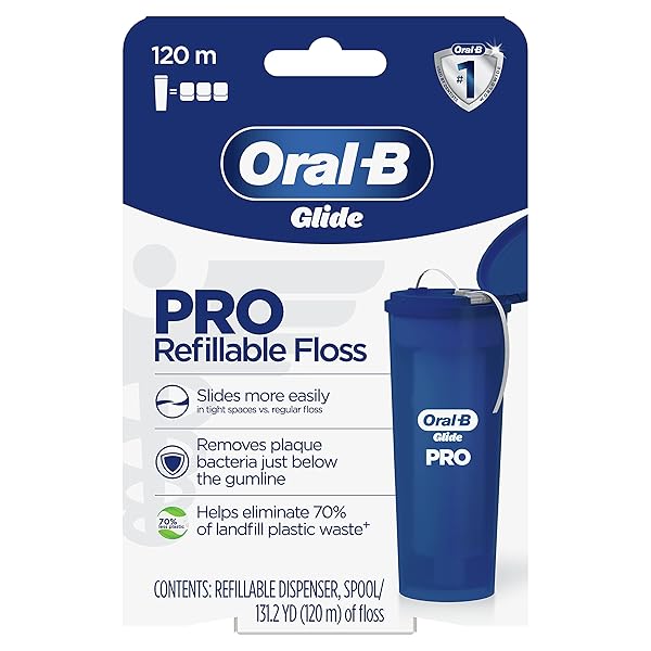 ORAL-B GLIDE PRO REFILLABLE DENTAL FLOSS STARTER KIT,...