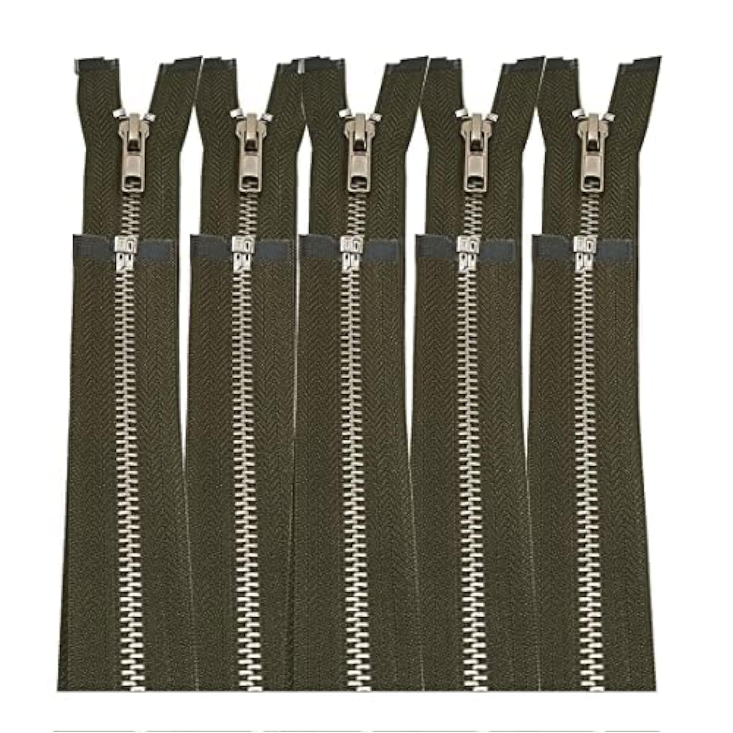 5 Pieces/Open Metal Zippers, Available in Maya 5#, Sewing Zipper, Black, Blue, Gold, Silver, Measurements, Zip for Sewing on Clothes, (70cm 5U, 3075)