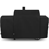 Unicook Heavy Duty Waterproof Offset Smoker Cover, Compatible with Oklahoma Joe's Longhorn Combo Grill, Outdoor Fade Resistant Charcoal/Smoker/Gas Combo BBQ Grill Cover, Black