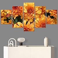 SIGNWIN 5 Panel Canvas Wall Art Yellow Petals for Home Decorations Ready to Hang - 60