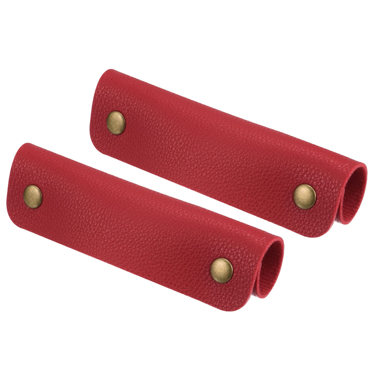 PATIKIL Luggage Handle Wrap, 2 Pack PU Handbag Grip Cover Protector Identifier with Clasp for Suitcase Grocery Shopping Bag, Red