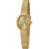 BERNY Vintage Gold Watch for Women, Oval Elegant Women's Wristwatch | Ladies&rsquo; Quartz Watch, 3ATM Waterproof, All Stainless Steel, Sunray Dial, Flip-lock Sliding Clasp, Luxury Birthday Present