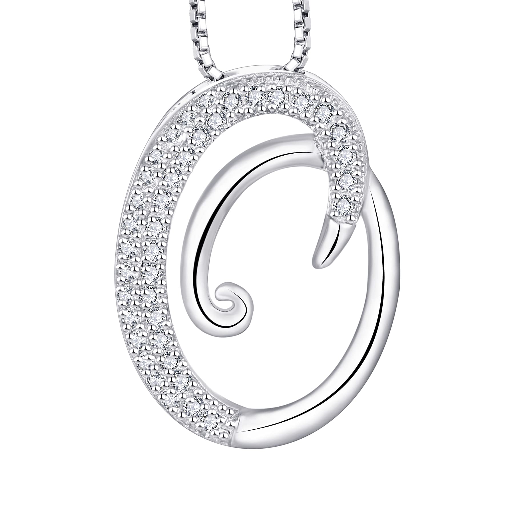 starchenie Letter Necklace Lucky Letter O Necklace Zircon Pendant 925 Sterling Silver Necklace for Women