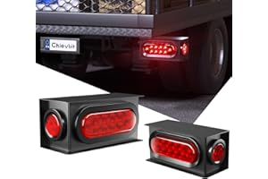 Chievbit LED Trailer Lights Welded Mount Steel Boxes Kit w/6" Red Oval LED Trailer Tail Lights & 2" Red Led Round Side Marker w/Grommet Wire connectors