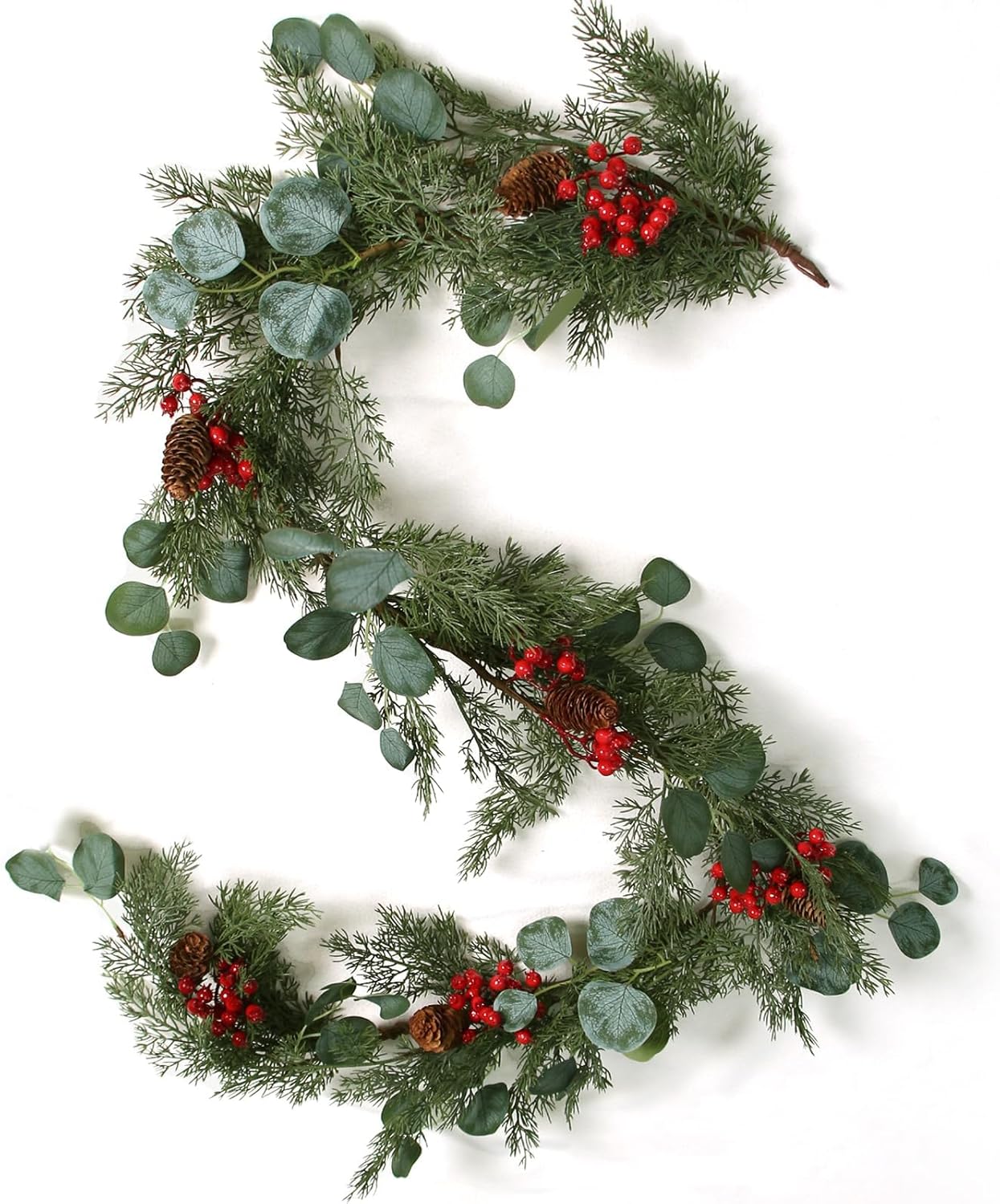 Wreaths, Garlands & Swags - ZIFTY 6FT Christmas Garland, Greenery Pine Garland Artificial Pine Cypress Garland, Christmas Decorations for Home Indoor Outdoor