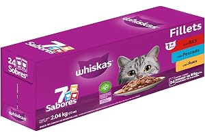 Whiskas Sobres Multisabor para Gatos Adultos Sabor Res, Pescado y Aves 24 Piezas de 85gr
