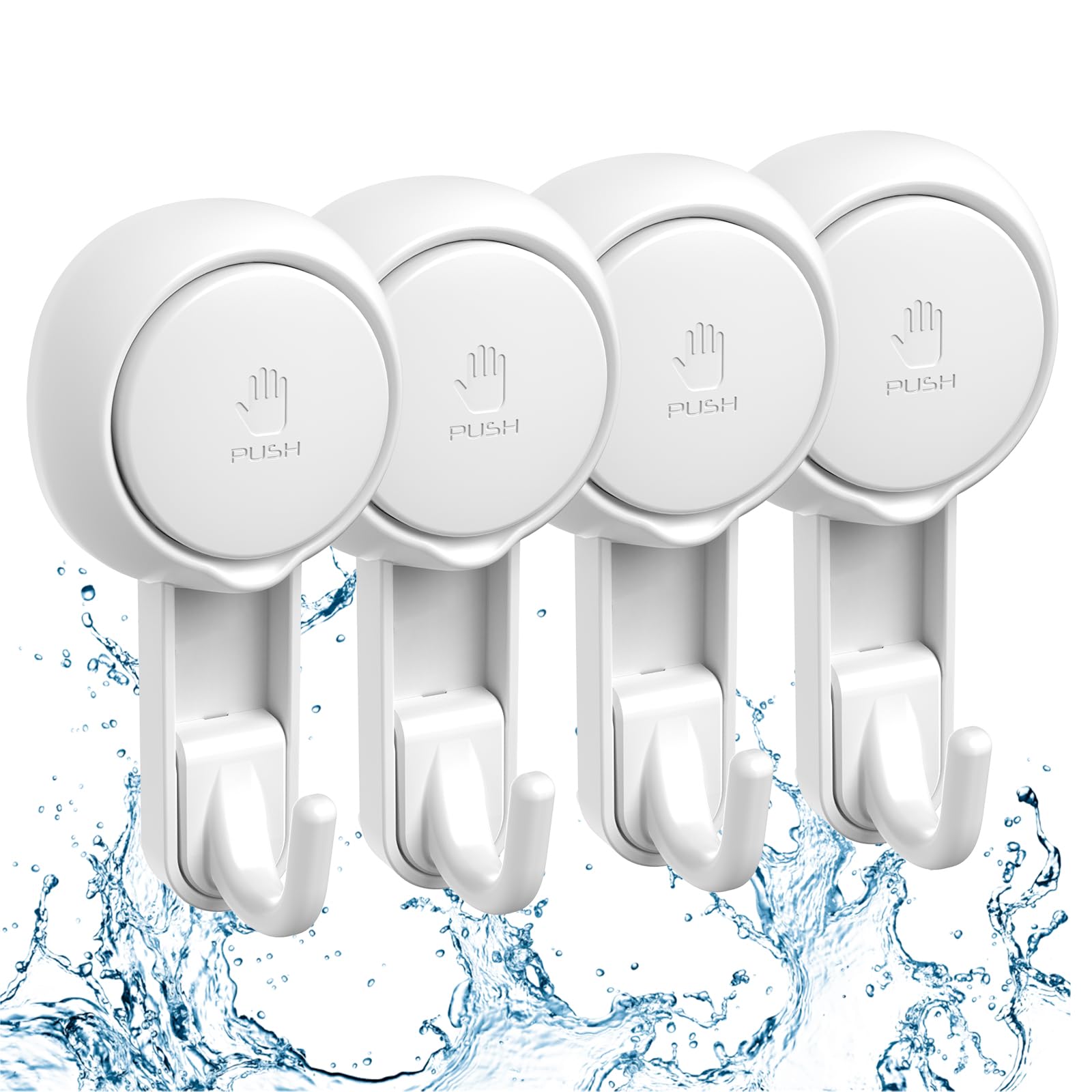 Photo 1 of **INCOMPLETE** Marchpower Shower Hooks for Inside Shower Reusable Waterproof Utility Suction Cups Hooks - 4 Pack Heavy Duty Vacuum Hook Home Kitchen Bathroom Wall Holder Hanger for Towel Loofah Cloth Key & Ceiling