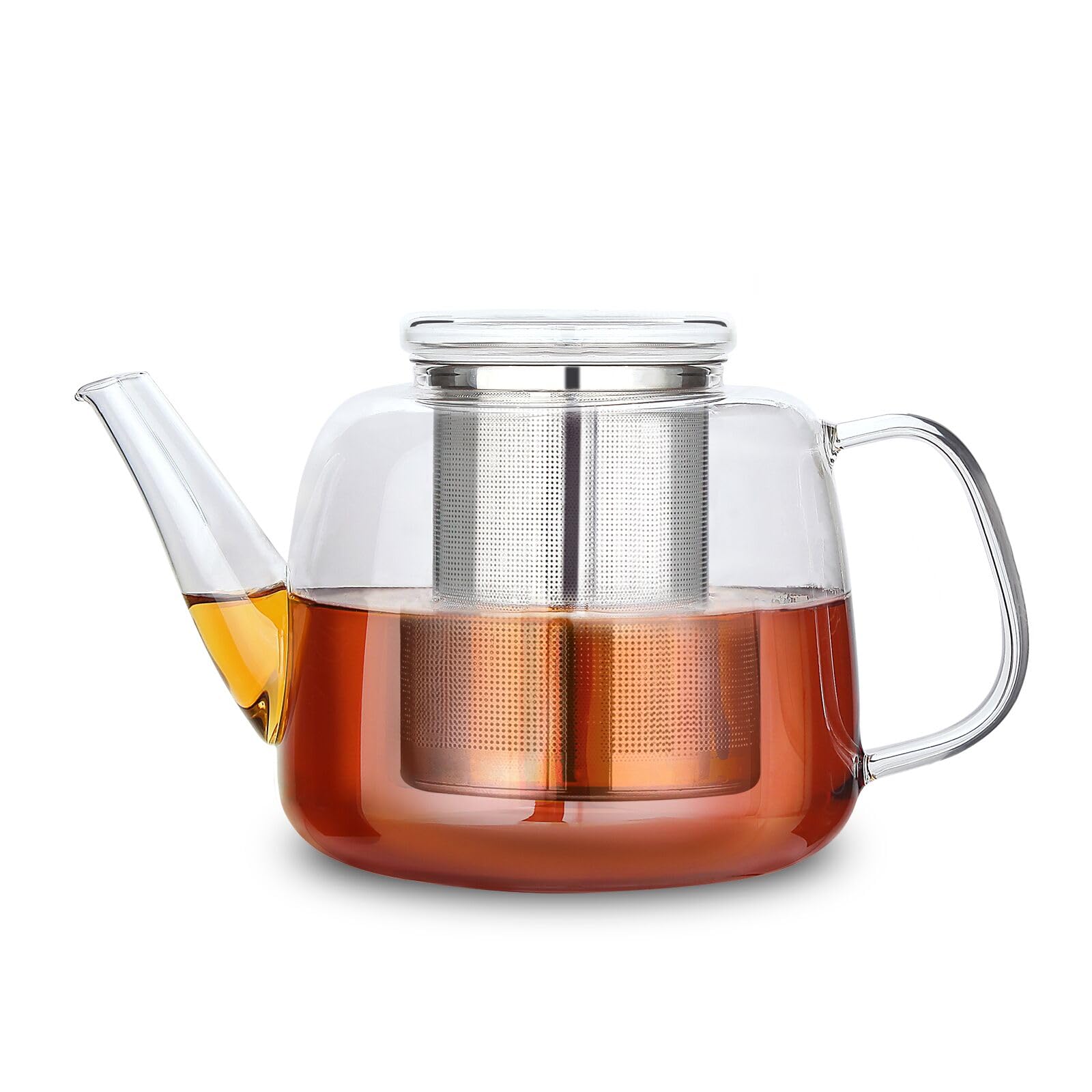 Easyworkz Borosilicate Glass Teapot 1500ml with Large Stainless Steel Removable Loose Tea Infuser for Fruit Herbal and Infusion