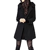 Tanming Women's Warm Double Breasted Wool Pea Coat Trench Coat Jacket with Hood