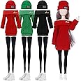 Geyoga 3 Set 12 Pcs Doll Clothes and Accessories Suit Pants Shoes Spring Sweater Outfits, Dolls are Not Included(Red, Green, Black,12 Inch)