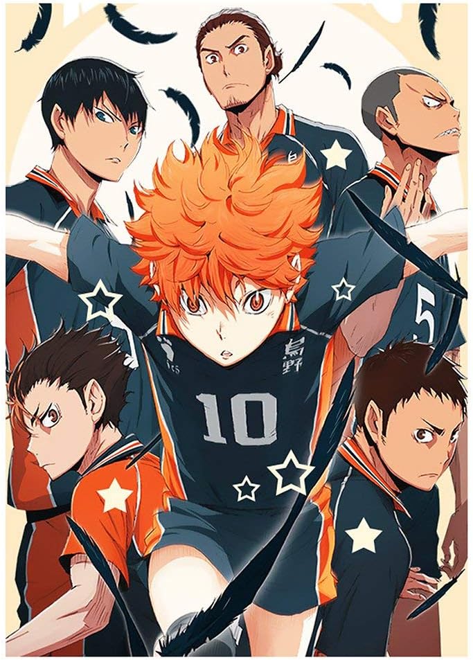 PORTOWN Haikyuu Poster Anime Character Poster Sport Volleyball Hanging Painting Wall Art Decor, 16.5in x 11.8in(I)