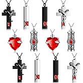 Henoyso 12 Pcs Urn Necklace for Ashes Bulk Cremation Cross Heart Cubic Jewelry Stainless Steel Memorial Locket for Men Women