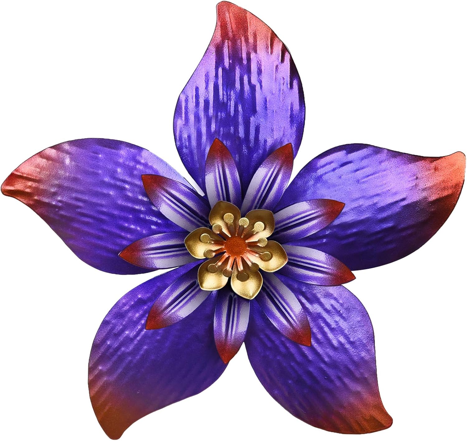 Plaques & Wall Art - WENYLE Metal Flower Wall Decor Wall Sculpture Indoor Outdoor Hanging Decor for Garden Yard Lawn Fence Living Room Bedroom 13 Inches Charming Purple