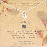 Cream By Val My Tribe Mermaid Diamond Quartz Sterling Silver Necklace 18'' Length – Meaningful Jewelry Gift with Emotional Message Card – Encouragement Gift for Women, Girls, or Soul Sisters