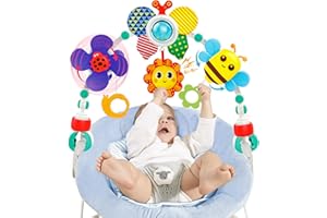 THREMHOO Baby Carseat Arch Toys for Infants 3-6 Months Stroller Toys for Babies 6-12 Months Montessori Sensory Toy for Newborn 0-6 Months Brain Development Toy for Baby4 5 7 8 Months Boys Girls Christmas Gifts