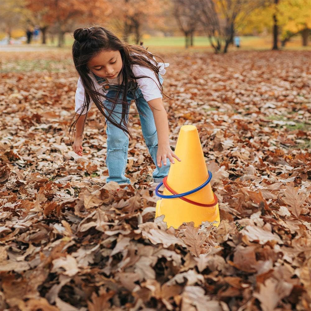 OBTANIM 12 Pcs Plastic Ring Toss Game for Kids and Outdoor Toss Rings for Speed and Agility Practice Game, Random Colors