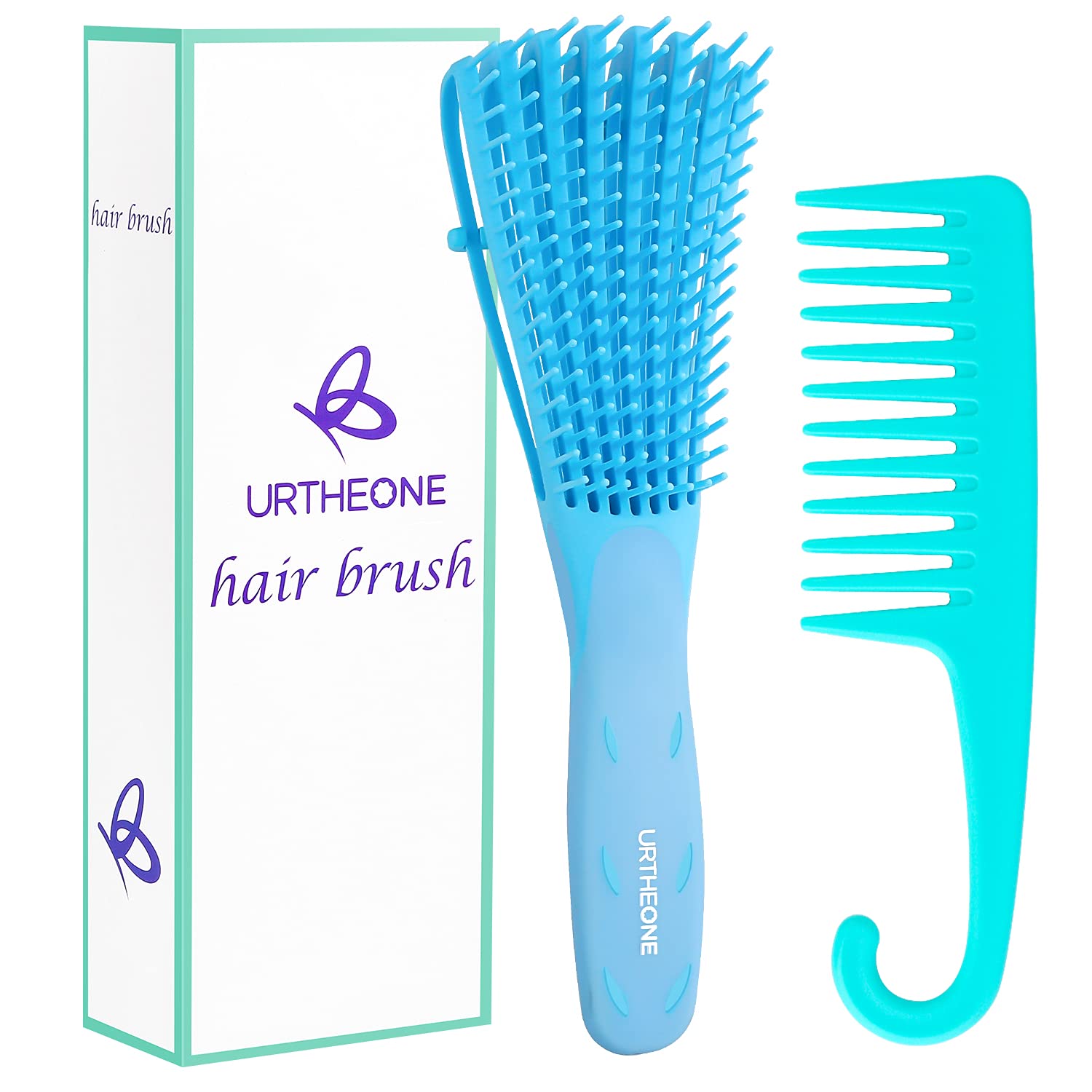 Hair Brush,Detangle Hair Brush, Detangler Brush for Women Men Adults Kids Afro American Type 3a-4c, Detangling Nylon Bristle Brush for Kinky Curly Coily Wavy Wet and Dry Hair,Blue