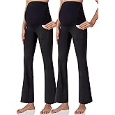 POSHDIVAH Women's Maternity Yoga Pants Work Lounge Stretchy Bootcut Flare Pants Pregnancy Dress Trousers for Business Casual