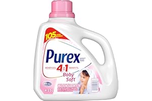 Purex Baby Soft, Concentrated Hypoallergenic Liquid Laundry Detergent for Babies, Free of Dyes, Pediatric Dermatologist Teste