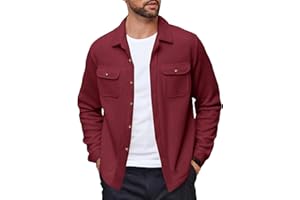 COOFANDY Men's Polar Fleece Shacket Long Sleeve Casual Button Down Shirt Jacket with Pockets