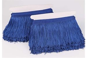 Heartwish268 Fringe Trim Lace Polyerter Fibre Tassel 4inch Wide 10 Yards Long for Clothes Accessories Latin Wedding Dress DIY Lamp Shade Decoration Black (Royal Blue)