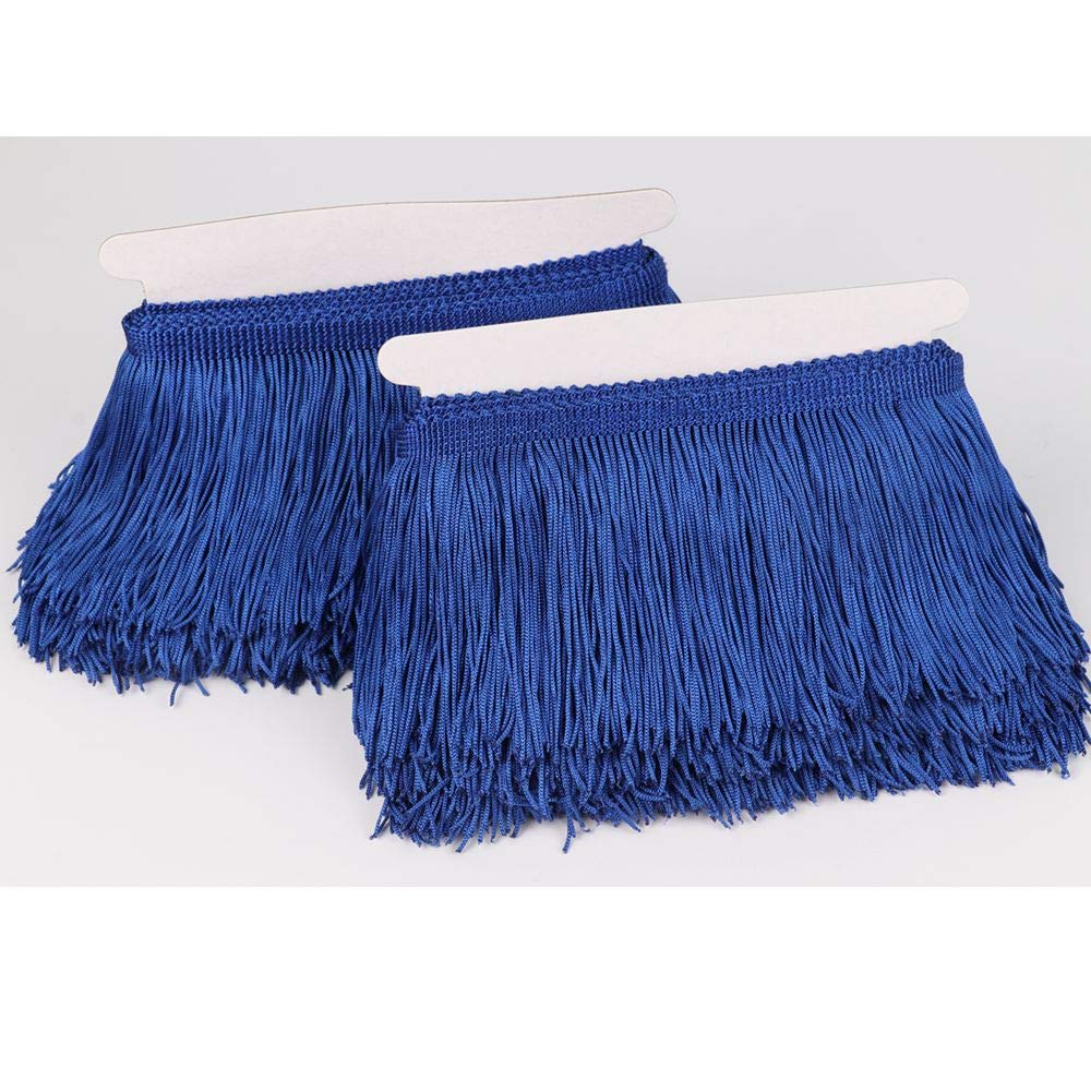 Fringe Trim Lace Polyerter Fibre Tassel 4 inch（″） Wide 10 Yards Long for Clothes Accessories and Latin Wedding Dress and DIY Lamp Shade Decoration BlackWhiteRedGoldBluePinkGrey(Royal Blue, 4 inch)