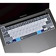 Keyboard Cover Skin for 2023 MacBook Pro 13 Inch A2338 M2 M1/A2251/A2289,2019 MacBook Pro 16 Inch A2141 with Touch Bar& Magic Keyboard,Mac OS X Shortcut,MacBook Pro 13 16 Inch Accessories-Bule&White