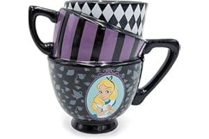 Silver Buffalo Disney Tim Burton Alice in Wonderland Stacked Teacup 3D Sculpted Ceramic Coffee Mug, 20 Ounces