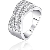 ENDLESSNESS & ETERNITY Baguette Criss-cross simulated diamond 14K Gold Plated Stackable Wedding Band Ring Cocktail Ring