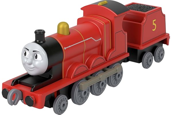 Thomas & Friends by Fisher-Price, Large Push-Along Die-Cast James Engine & Cargo Car from The Classic & All Engines Go Series