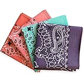 Colter Co. 4 pack Paisley Bandana - USA Made Classic Pattern Multi-purpose Bandanas For Men and Women, 100% Cotton