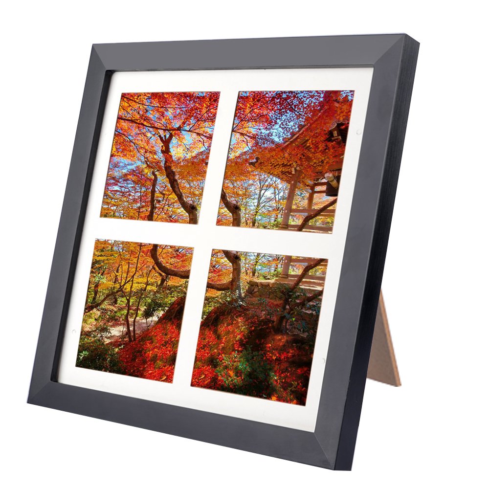 10x10 Picture Frame,Alotpower Black Desktop Frame with Clear Plexiglass Front Display 4 Photos 4x4 Inch with Mat