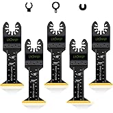 Litorange 5 Pcs Extra-Long Titanium Oscillating Multitool Blades, Universal Quick Release Saw Blades for Cutting Metal Nails 