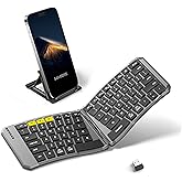 Samsers Ergonomic Foldable Keyboard, KE09U Folding Travel Bluetooth Keyboard with 6-Row Layout, Dual-Mode(2.4G+BTx2) Split Portable Design with USB Slot, for iPhone iPad Smartphone Tablet Laptop PC