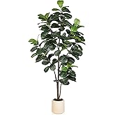 LYERSE Fiddle Leaf Fig Tree Artificial - 6ft Faux Fiddle Leaf Fig Tree with White Planter - Fig Tree Artificial with Lifelike Leaves for House Office Living Room Indoor Home Decor