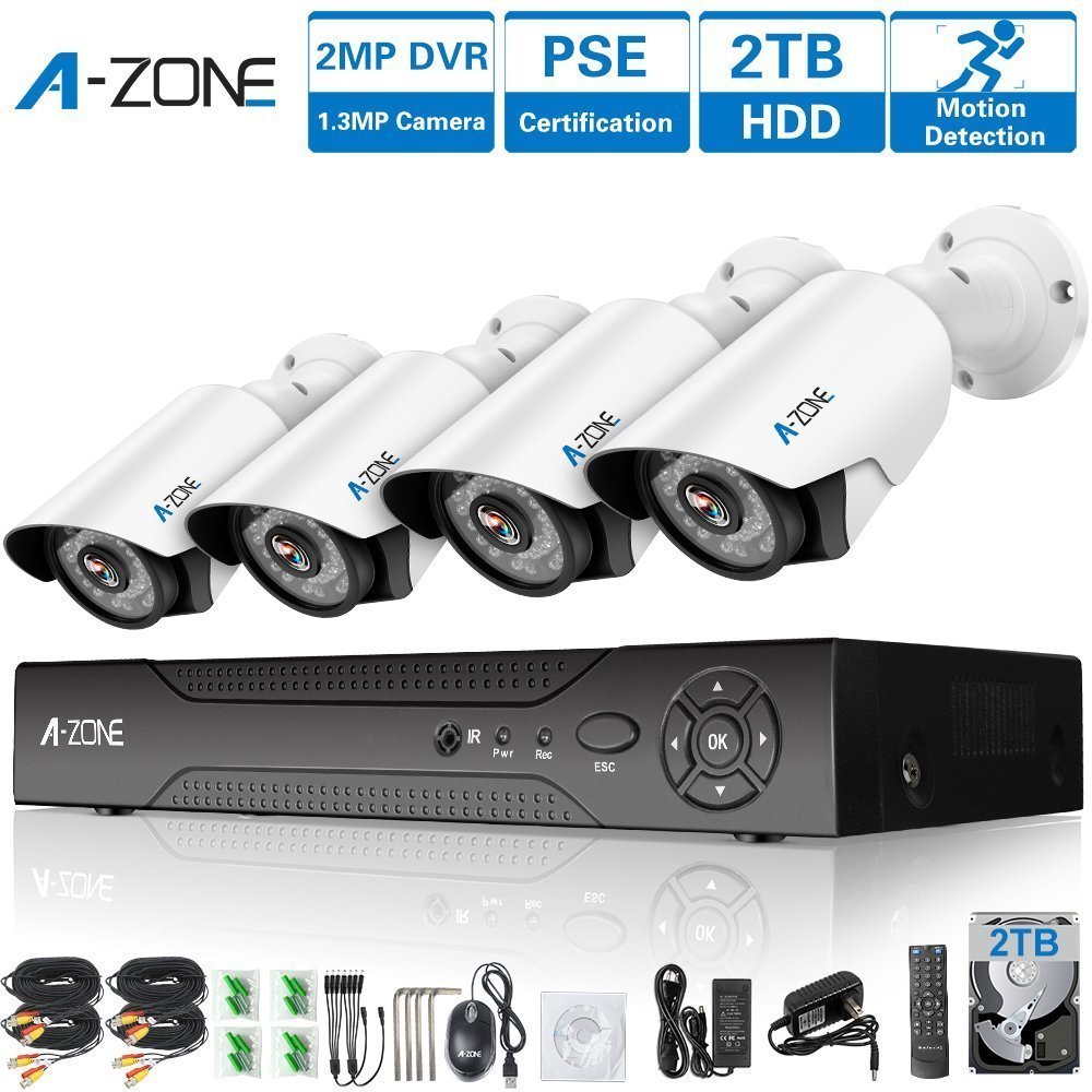 AZONE Security Camera System 4 Channel 1080P DVR 4 x 960P